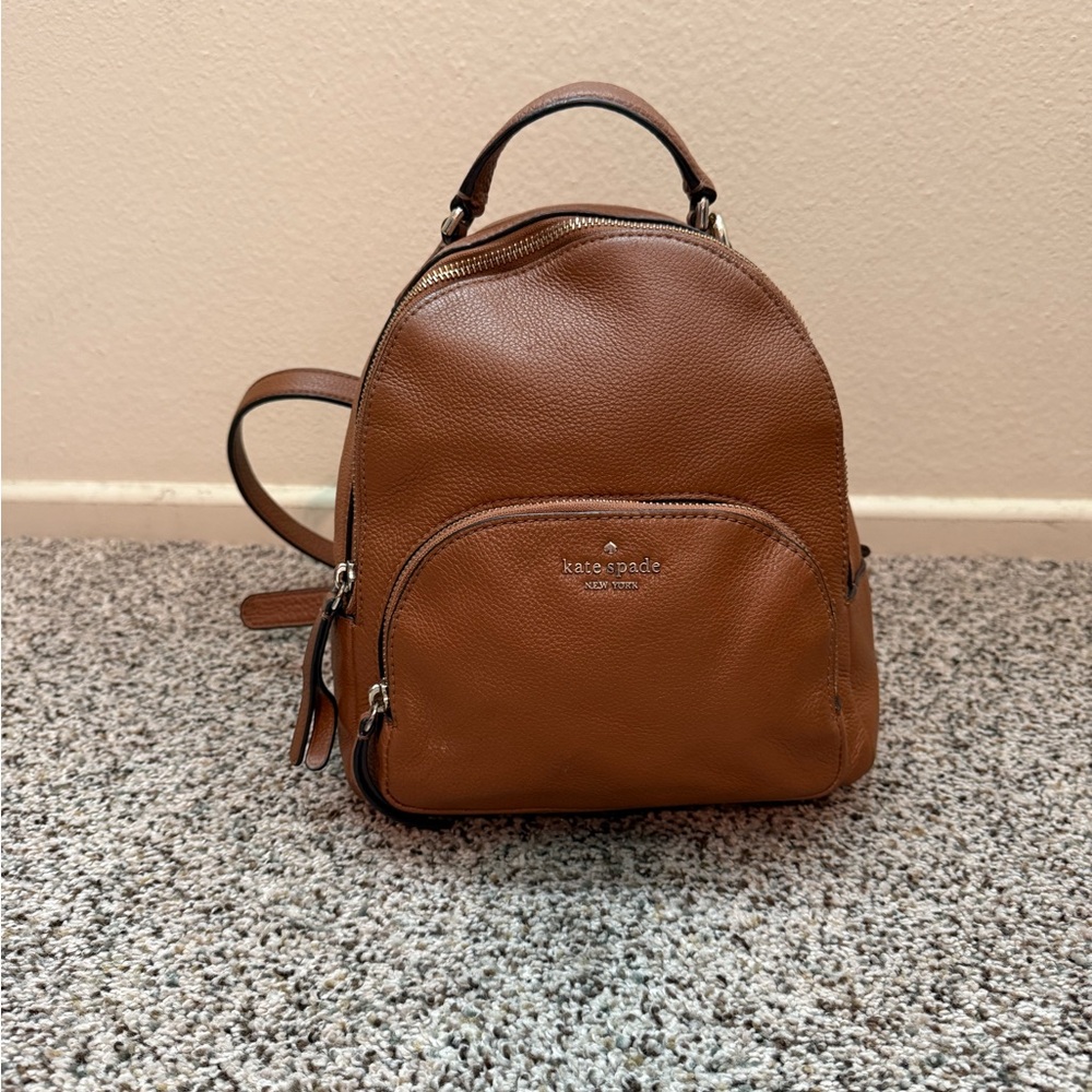 kate spade brown pebbled leather backpack